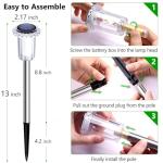 DenicMic Solar Lights Outdoor 10 Pack Waterproof 3000K Warm White LED Stainless Steel Stake Outside Lights for Yard Pathway Garden Driveway Walkway Landscape Path Lighting