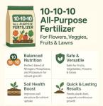 10-10-10 General All Purpose Fertilizer for Flowers and Vegetable Beds - Raised Garden Beds - Safe for Fruits, Lawns, Grass - Promotes Soil Heath and Growth - 50 Pound Bag