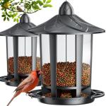 Birdream 2 Pack Bird Feeders for Outdoor Hanging, Assembly Required, 1-Min Easy Setup, Charming Castle Design, Attracting Cardinals Chickadees Goldfinches & Sparrows - Black