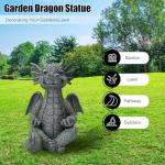 UTTCMK Garden Dragon Statue Decor - Meditation Dragon Sculpture Figurine Outdoor Decoration, Zen Yoga Garden Art Sculpture for Patio Lawn Yard Balcony Indoor Decor(Hands Flat)