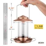 iBorn Bird Feeder Metal Squirrel Chew-Proof Bird Feeders for Outdoors Hanging Outside for Cardinal, Holds 1.5LB Seed with 3 Perchs, Brushed Copper (Seed is not Included)