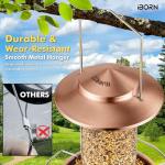 iBorn Bird Feeder Metal Squirrel Chew-Proof Bird Feeders for Outdoors Hanging Outside for Cardinal, Holds 1.5LB Seed with 3 Perchs, Brushed Copper (Seed is not Included)