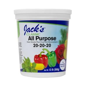 Jack's Classic 20-20-20 All Purpose Water-Soluble Fertilizer with Micronutrients to Provide General Growth on All Plants, 1.5lbs