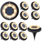Flacchi Solar Lights Outdoor - Solar Powered Ground Lights Outdoor Solar Disk Light Waterproof Landscape Light for Patio Yard Pathway Walkway Driveway (Warm White, 12 Pack)
