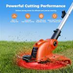 Electric Weed Wacker String Trimmer: 21V Cordless Weed Eater and Edger Battery Powered, 2 in 1 Lawn Tool with 12" Cutting Width, 2 x 2.0Ah Batteries and Charger Included, Eco Friendly Grass Cutter