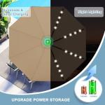 ABCCANOPY Outdoor 11FT Solar Led Patio Umbrellas with 32LED Lights (Tan)