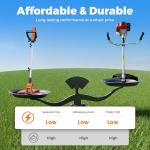 Electric Weed Wacker String Trimmer: 21V Cordless Weed Eater and Edger Battery Powered, 2 in 1 Lawn Tool with 12" Cutting Width, 2 x 2.0Ah Batteries and Charger Included, Eco Friendly Grass Cutter