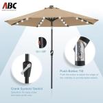 ABCCANOPY Outdoor 11FT Solar Led Patio Umbrellas with 32LED Lights (Tan)