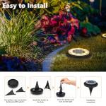 Flacchi Solar Lights Outdoor - Solar Powered Ground Lights Outdoor Solar Disk Light Waterproof Landscape Light for Patio Yard Pathway Walkway Driveway (Warm White, 12 Pack)