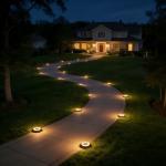 Flacchi Solar Lights Outdoor - Solar Powered Ground Lights Outdoor Solar Disk Light Waterproof Landscape Light for Patio Yard Pathway Walkway Driveway (Warm White, 12 Pack)