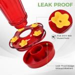 Zamelane Glass Hummingbird feeders for Outdoors 2pack-14Ounces，5 Feeding Ports Hummingbird Feeder,Wide Mouth for Easy Filling/Cleaning，Hanging for Garden Backyard Decor, Includes Ant Moat (Red)