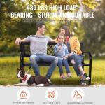 VEVOR Outdoor Bench, 46" Iron Steel Frame Garden Park Bench with Mesh Pattern and Plastic Backrest Armrests, Patio Bench for Garden, Park, Yard, Front Porch