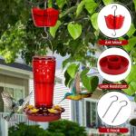 Zamelane Glass Hummingbird feeders for Outdoors 2pack-14Ounces，5 Feeding Ports Hummingbird Feeder,Wide Mouth for Easy Filling/Cleaning，Hanging for Garden Backyard Decor, Includes Ant Moat (Red)