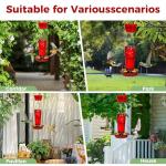 Zamelane Glass Hummingbird feeders for Outdoors 2pack-14Ounces，5 Feeding Ports Hummingbird Feeder,Wide Mouth for Easy Filling/Cleaning，Hanging for Garden Backyard Decor, Includes Ant Moat (Red)