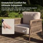 East Oak 3-Piece Patio Furniture Set | Armchairs & Coffee Table | Outdoor Furniture with Cushions | Deep Seating Modern Conversation Set | Garden, Porch, Balcony & Backyard | Chestnut & Apricot