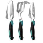 Garden Tool Set, Garden Trowel and Rake, Heavy Duty 3 Piece Gardening Tools, Non-Slip Rubber Grip, Outdoor Hand Tools, Essential Tool Set for Gardening Gifts for Mother Father Men Women Gardeners