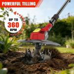 HEINPRO Cordless Tiller Cultivator Compatible with Milwaukee M18 Battery, 9In Tilling Width & 7In Depth Electric Tiller for Gardening, 360RPM Rototillers for Garden Cultivator (Tool Only)