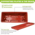 LOCONHA Window Box Planter, 7 Pack Plastic Vegetable Flower Planters Boxes 17 Inches Rectangular Flower Pots with Saucers for Indoor Outdoor Garden, Patio, Home Decor