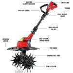 HEINPRO Cordless Tiller Cultivator Compatible with Milwaukee M18 Battery, 9In Tilling Width & 7In Depth Electric Tiller for Gardening, 360RPM Rototillers for Garden Cultivator (Tool Only)