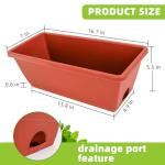 LOCONHA Window Box Planter, 7 Pack Plastic Vegetable Flower Planters Boxes 17 Inches Rectangular Flower Pots with Saucers for Indoor Outdoor Garden, Patio, Home Decor