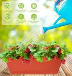 LOCONHA Window Box Planter, 7 Pack Plastic Vegetable Flower Planters Boxes 17 Inches Rectangular Flower Pots with Saucers for Indoor Outdoor Garden, Patio, Home Decor