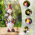 twinbling Christmas Gnome Statue with Solar Lights Garden Sculptures Funny Triple Gnome Outdoor Patio Lawn Yard Balcony Home Decor Birthday Gift for Woman Grandma 12 in Garden Gnome