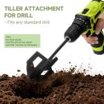 Metlead 4-in-1 Cultivator, Soil Tiller, Soil Digger and Soil Loosener Auger Attachment for 3/8" Hex Drive Drill, Ideal for Raised Beds, Plant Boxes, Home Gardening Soil Loosening