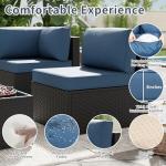 SUNLEI 5 Piece Patio Furniture Sets, Low Back All-Weather Rattan Sectional Sofa with Tea Table&Washable Couch Cushions, Patio Furniture Sets, Black Rattan
