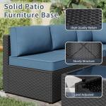 SUNLEI 5 Piece Patio Furniture Sets, Low Back All-Weather Rattan Sectional Sofa with Tea Table&Washable Couch Cushions, Patio Furniture Sets, Black Rattan