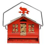 Perky-Pet Squirrel-Be-Gone II Country House Bird Feeder with Weathervane - 8 lb Seed Capacity - Squirrel Proof Wild Bird Feeder for Outdoors - Durable Construction - Rustic Outdoor Decor - 338, Red