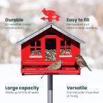 Perky-Pet Squirrel-Be-Gone II Country House Bird Feeder with Weathervane - 8 lb Seed Capacity - Squirrel Proof Wild Bird Feeder for Outdoors - Durable Construction - Rustic Outdoor Decor - 338, Red