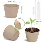 ARGCONNER Peat Pots, 60 Pack Plant Starter Round Nursery Pot with Drainage Holes, Garden Germination Seedling Pots with 30 Plant Labels (4 Inch)