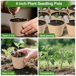 ARGCONNER Peat Pots, 60 Pack Plant Starter Round Nursery Pot with Drainage Holes, Garden Germination Seedling Pots with 30 Plant Labels (4 Inch)