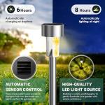 GIGALUMI Solar Lights Outdoor Waterproof, 12 Pack, Stainless Steel LED Solar Garden Lights for Patio, Lawn, Yard and Landscape, Garden Decor Patio Decor,Warm White