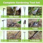 WORKPRO 6-Piece Garden Tool Set, Heavy Duty Gardening Hand Tools with Soft Rubber Handle, Including Trowel, Rakes, 2-in-1 Hoe and Crack Weeder, Ideal Gardening Gifts for Men and Women