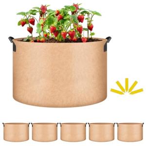 5 Pack 20 Gallon Garden Grow Bags with Labels