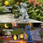 YODY Garden Statues Outdoor Garden Decor: Dog Statue with Solar Lantern for Yard Art Lawn Ornaments Porch Patio Balcony Home House - Birthday Gifts for Grandma Mom Women