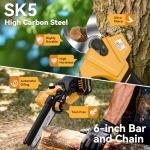 4-in-1 Pole Saw & Electric Pruning Shears, 6 Inch Pole Saws for Tree Trimming, Cordless Pruning Shears with 15.5ft Max Extension Pole, 2 x 4.0Ah Battery Powered Pole Saw Pruner for Garden (Yellow)