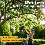 4-in-1 Pole Saw & Electric Pruning Shears, 6 Inch Pole Saws for Tree Trimming, Cordless Pruning Shears with 15.5ft Max Extension Pole, 2 x 4.0Ah Battery Powered Pole Saw Pruner for Garden (Yellow)