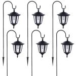 Dynaming 6 Pack Solar Hanging Lights Outdoor, Solar Powered Garden Decorative Lanterns with 6 x 38 Inch Shepherd Hooks, Waterproof Landscape Lighting for Lawn Patio Yard Pathway Driveway, Warm White