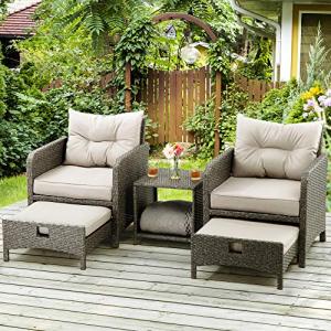 Pamapic 5-Piece Outdoor Wicker Chair Set