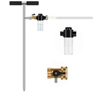 Tree Watering Spike, Caulimo Deep Root Watering Tool for Trees with Fertilizer Bottle, Stainless Steel Root Feeder for Garden, Orchard& Shrubs, Tree Irrigation System with Brass Valve|T-Handle