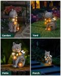 Solar Cat Figurine Garden Light for Outdoor Decor