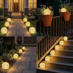 SyouHome Solar Garden Lights Outdoor Waterproof, 6 Pack LEDs Cracked Glass Ball Light, Ground Landscape Garden Decor, Solar Globe Decorative for Pathway/Patio/Lawn/Yard, 3.9"