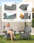 Ciokea Folding Adirondack Chair Wood Texture, Patio Chair Weather Resistant, Plastic Fire Pit Chair with Cup Holder, for Lawn Outdoor Porch Garden Backyard Deck (Grey)
