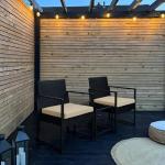 Yaheetech 3 Pieces Rattan Bistro Set, Indoor/Outdoor Wicker Patio Modern Conversation Furniture, 2 Chairs & Tempered Glass Coffee Table for Garden, Balcony, Backyard, Poolside, Black/Khaki