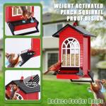 Gbekery Squirrel Proof Bird Feeder for Outdoors,5LB Large Capacity,Metal Wild Bird Seed Feeder with Bilateral Weight-Activated Perches for Outside Hanging,Finch,Cardinal,Blue Jay,Garden Decoration,Red
