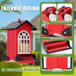 Gbekery Squirrel Proof Bird Feeder for Outdoors,5LB Large Capacity,Metal Wild Bird Seed Feeder with Bilateral Weight-Activated Perches for Outside Hanging,Finch,Cardinal,Blue Jay,Garden Decoration,Red