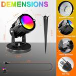 AOAXL 5W RGBW Landscape Lights, 16 Color Changing Spotlight 110V 120V Outdoor Landscape Lighting with Remote for Yard Garden Pathway(2 Pack with Base and Stake)