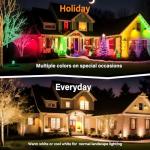 AOAXL 5W RGBW Landscape Lights, 16 Color Changing Spotlight 110V 120V Outdoor Landscape Lighting with Remote for Yard Garden Pathway(2 Pack with Base and Stake)